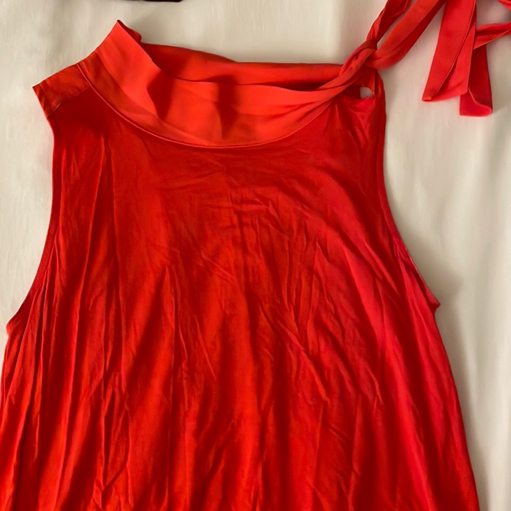 High neck red dress tank